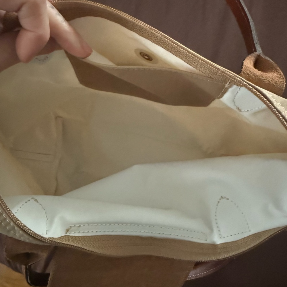 Longchamp La Pliage Medium Tan and Brown Tote Bag - Picture 11 of 16